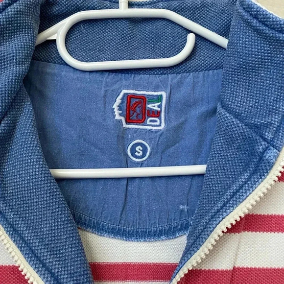 Vintage - Red White Striped Nautical Zip Up Popover Sweater - Picture 5 of 10